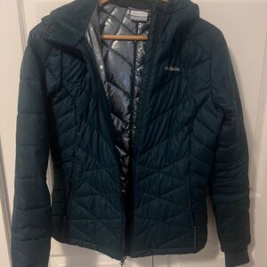 Columbia Women's Dark Teal Quilted Hooded Puffer Jacket